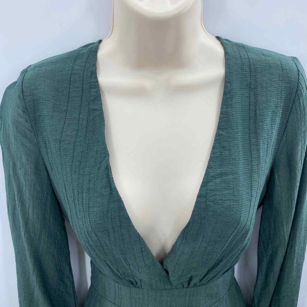 Angel Biba Forest Fairy Mini Dress Womens XS Emerald Green Polyester Tie Waist - Picture 4 of 11
